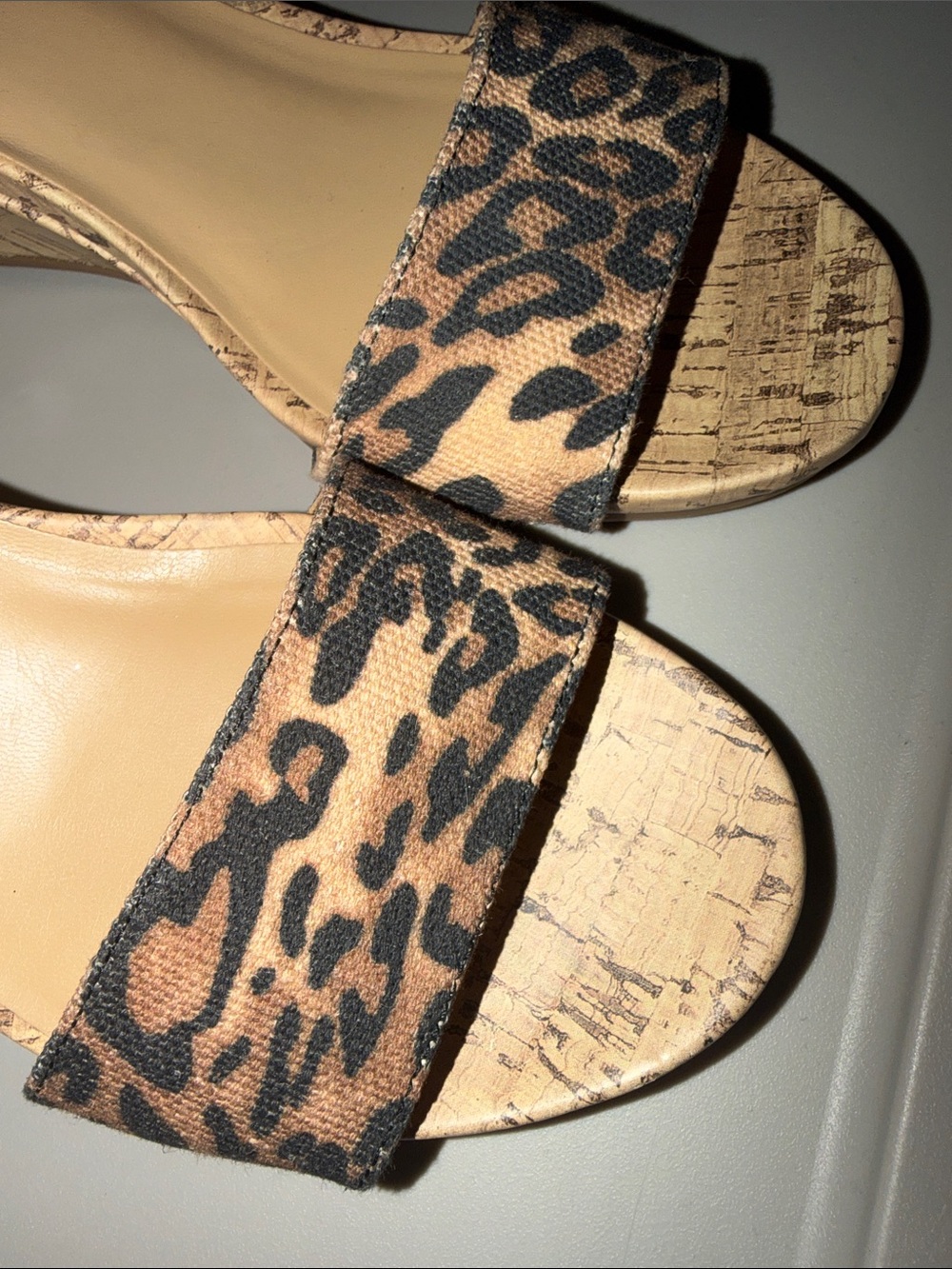 Naturalizer Leopard Print Cork Wedge Sandals with Black Ankle Strap - Picture 7 of 7